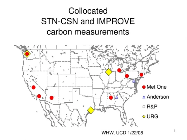 Collocated STN-CSN and IMPROVE carbon measurements WHW, UCD 1/22/08