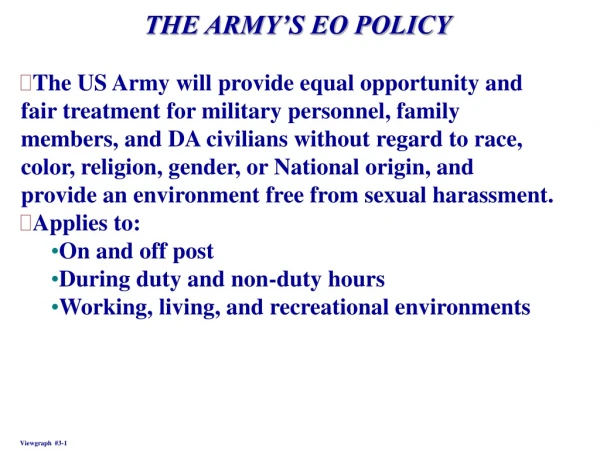 THE ARMY’S EO POLICY