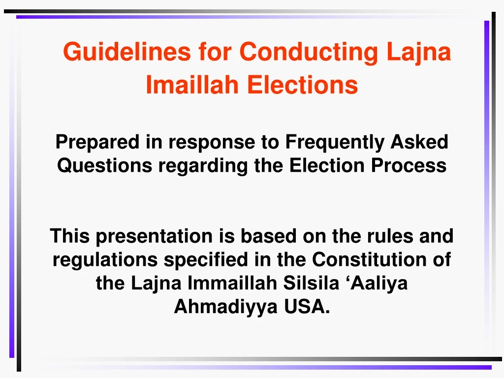 guidelines for conducting lajna imaillah