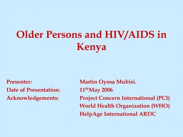 Older Persons and HIV