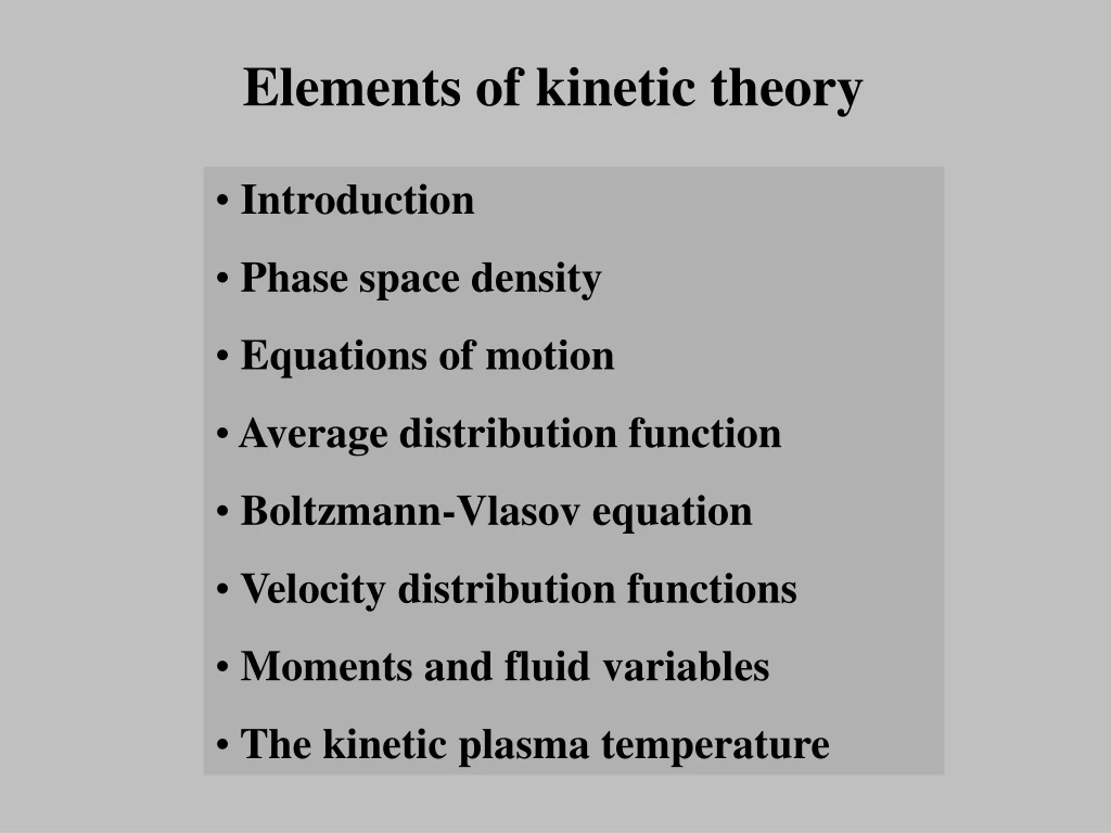 elements of kinetic theory