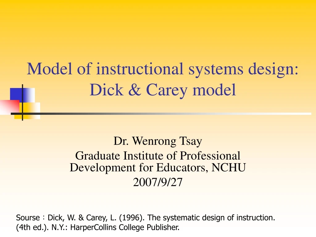 model of instructional systems design dick carey model