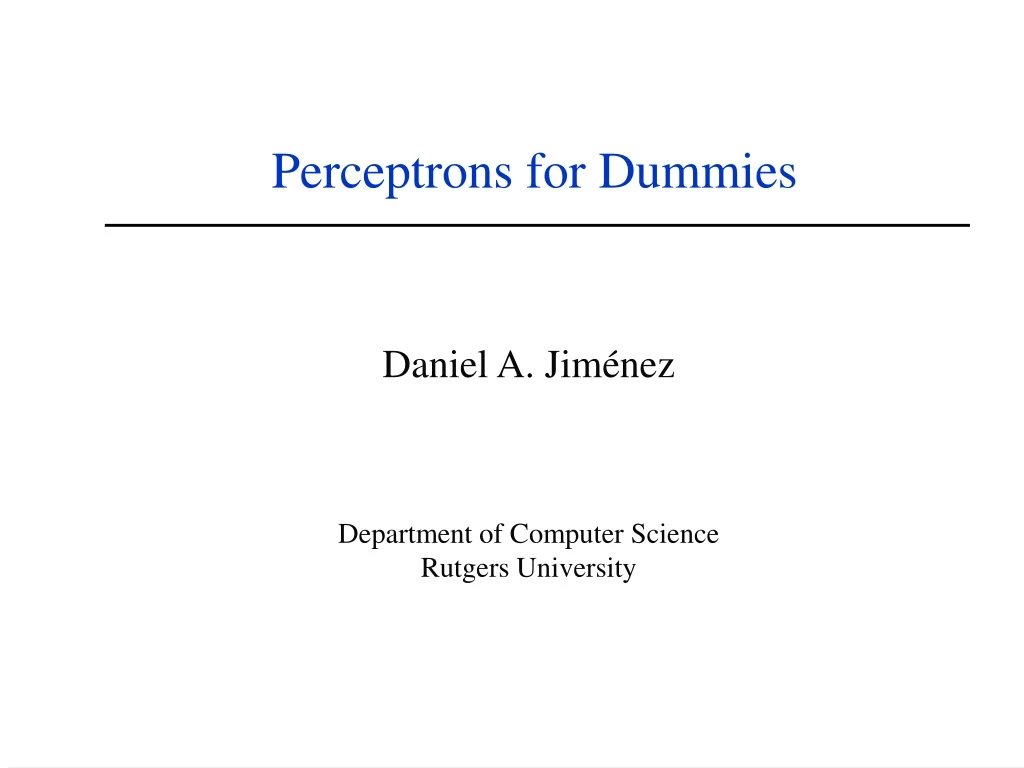 perceptrons for dummies