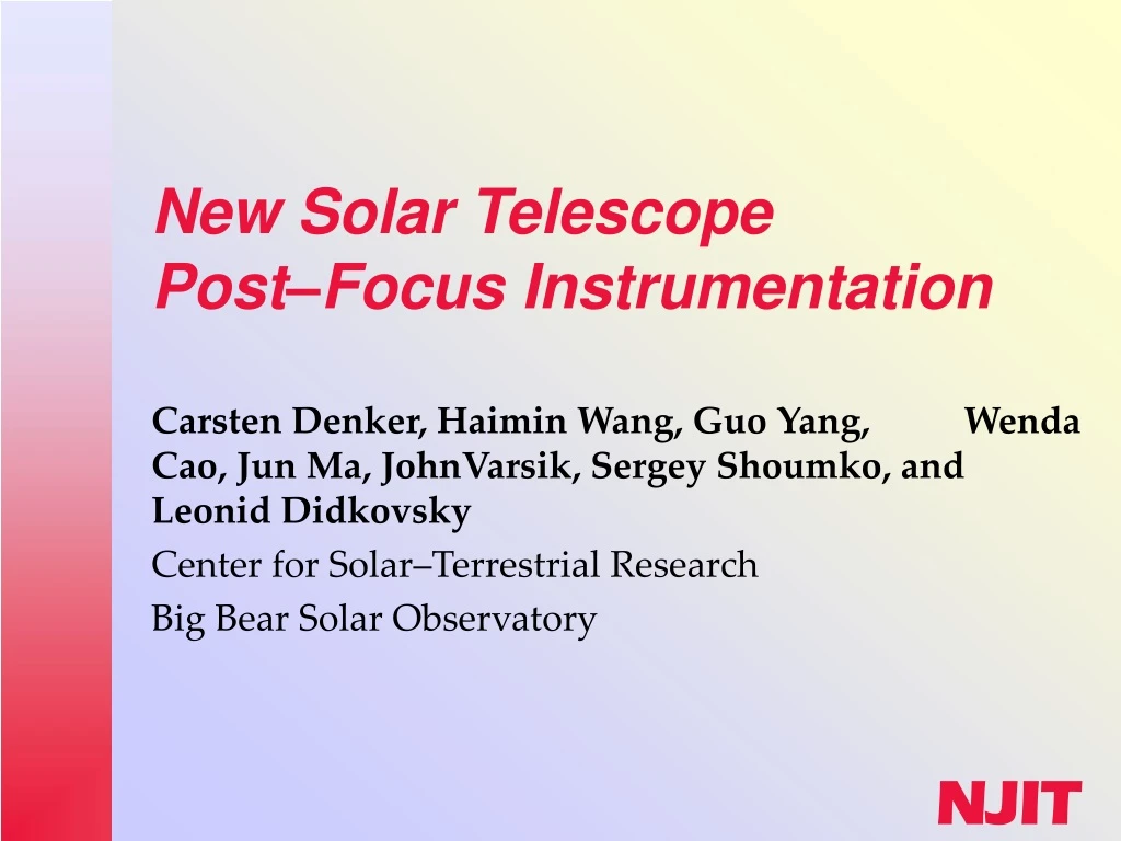 new solar telescope post focus instrumentation