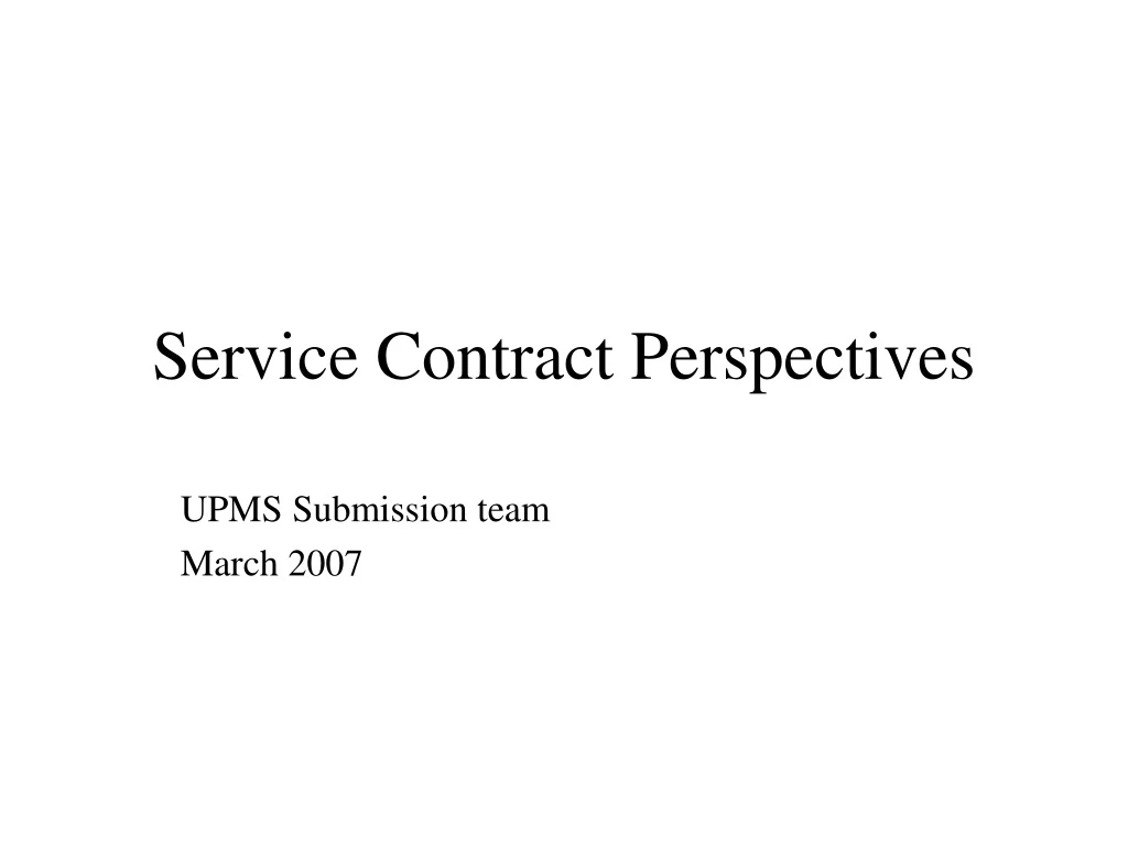 service contract perspectives