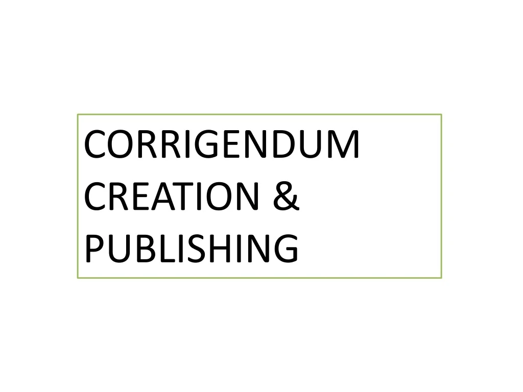 corrigendum creation publishing