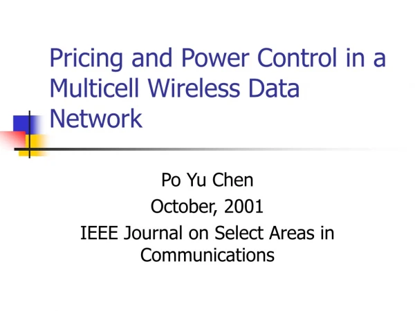 Pricing and Power Control in a Multicell Wireless Data Network