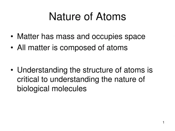 Nature of Atoms