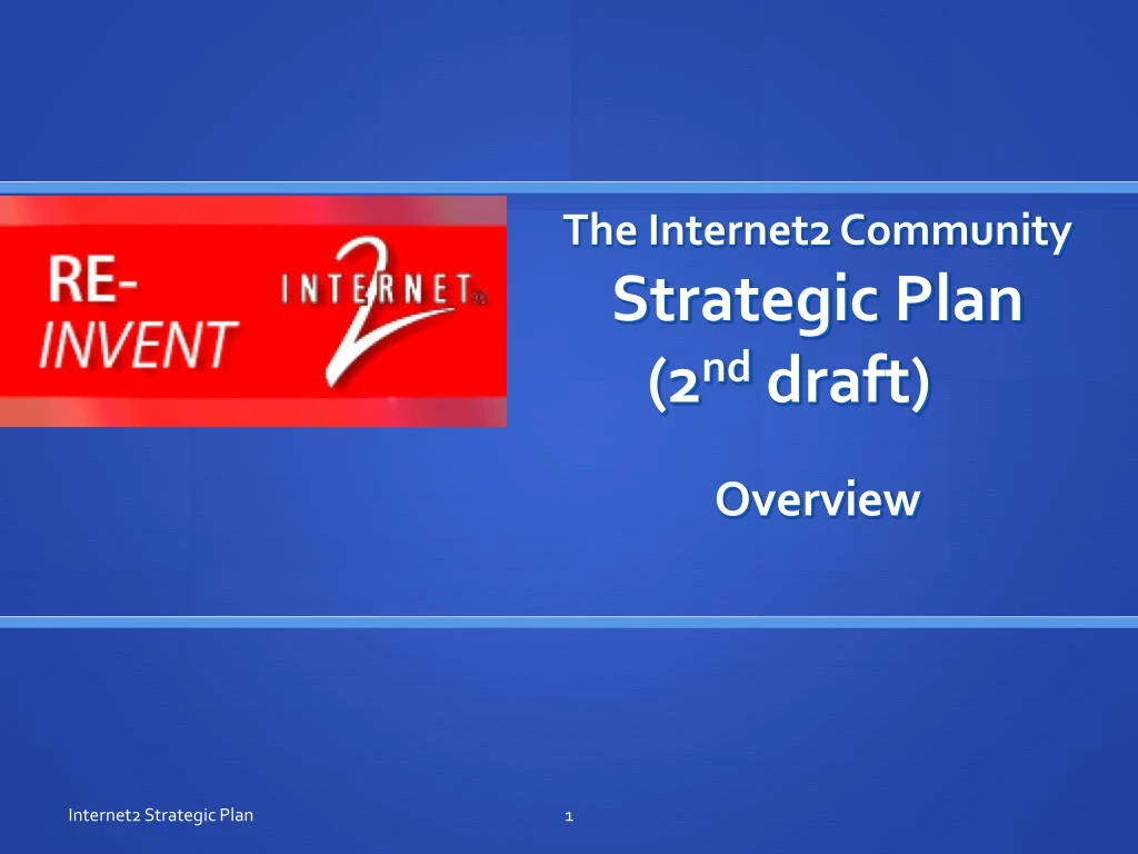 the internet2 community strategic plan 2 nd draft