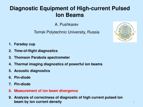Diagnostic Equipment of High-current Pulsed Ion Beams