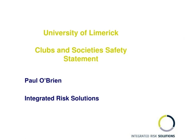University of Limerick Clubs and Societies Safety Statement