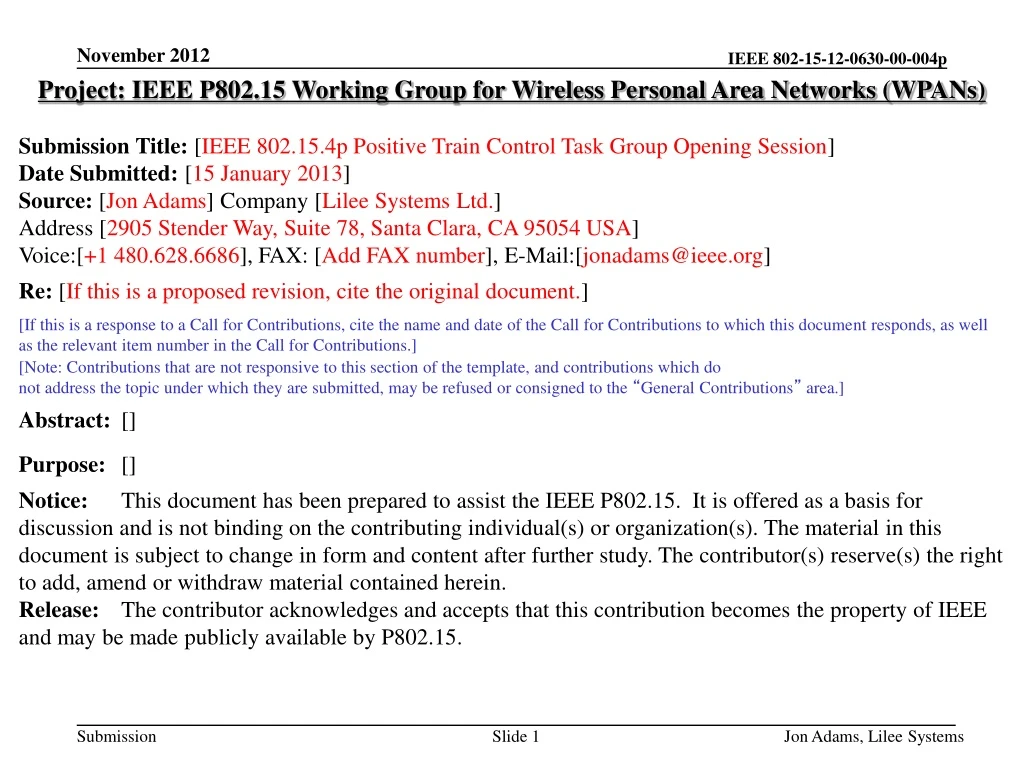 project ieee p802 15 working group for wireless