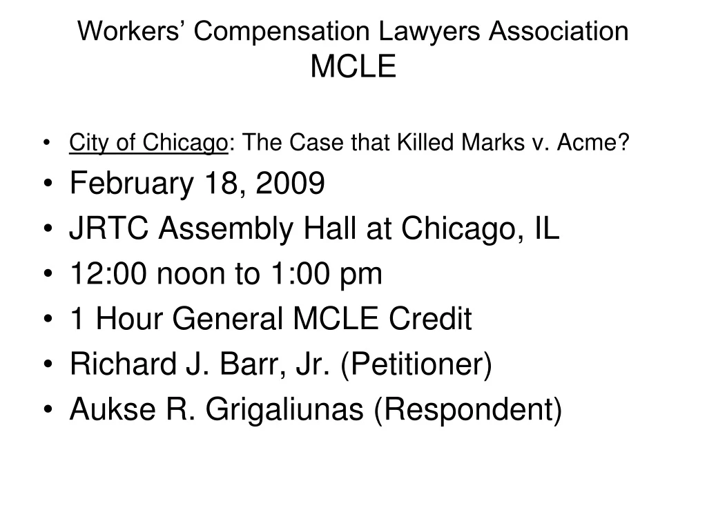 workers compensation lawyers association mcle