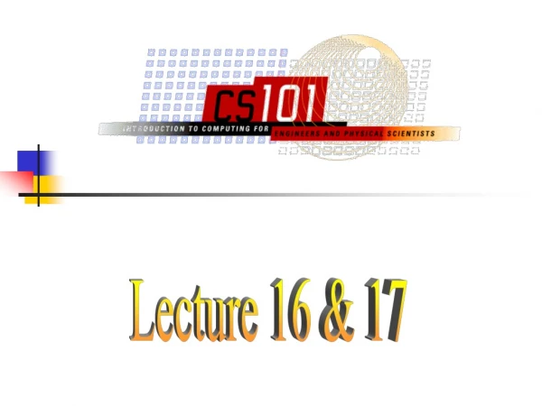 Lecture 16 &amp; 17