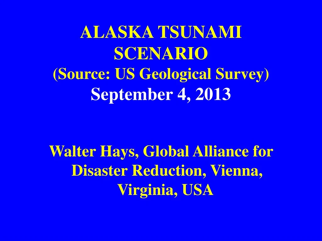 alaska tsunami scenario source us geological survey september 4 2013