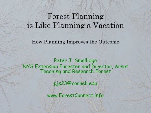 Forest Planning  is Like Planning a Vacation How Planning Improves the Outcome