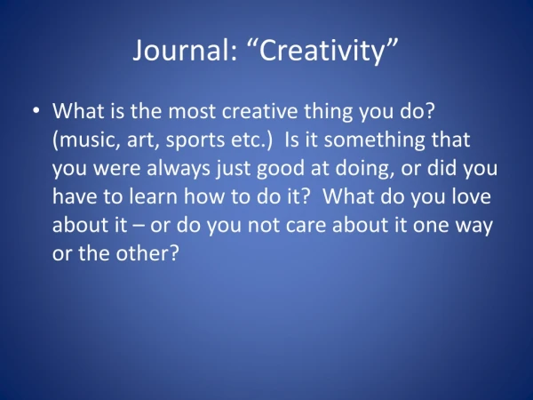 Journal: “Creativity”