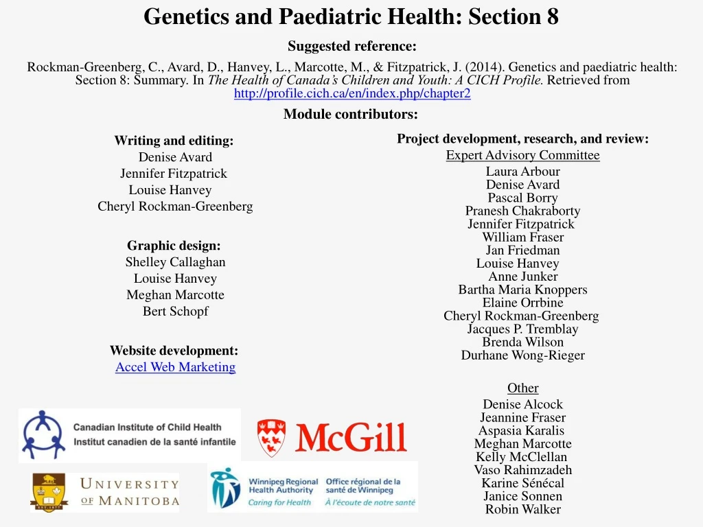 genetics and paediatric health section 8