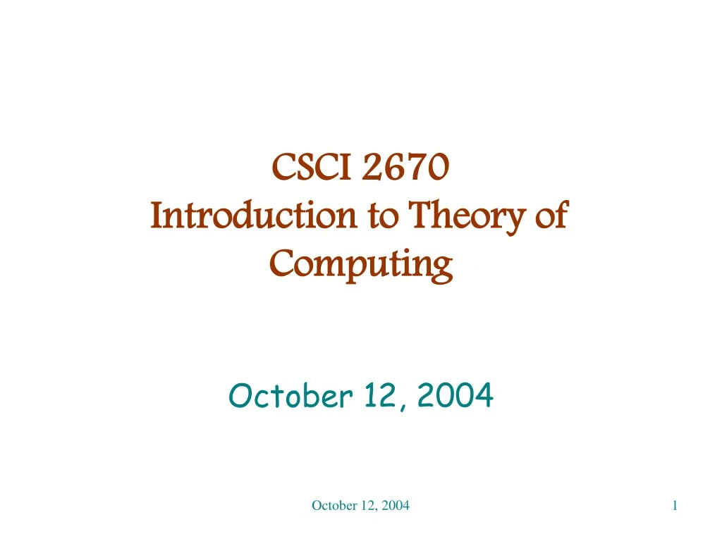 csci 2670 introduction to theory of computing