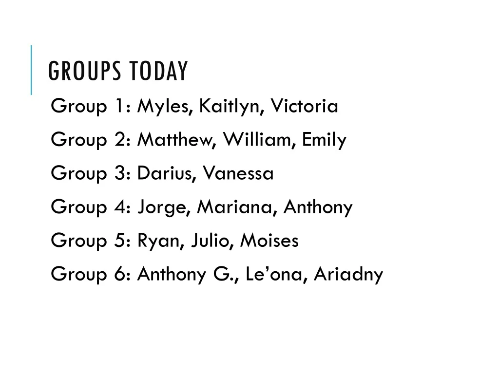 groups today