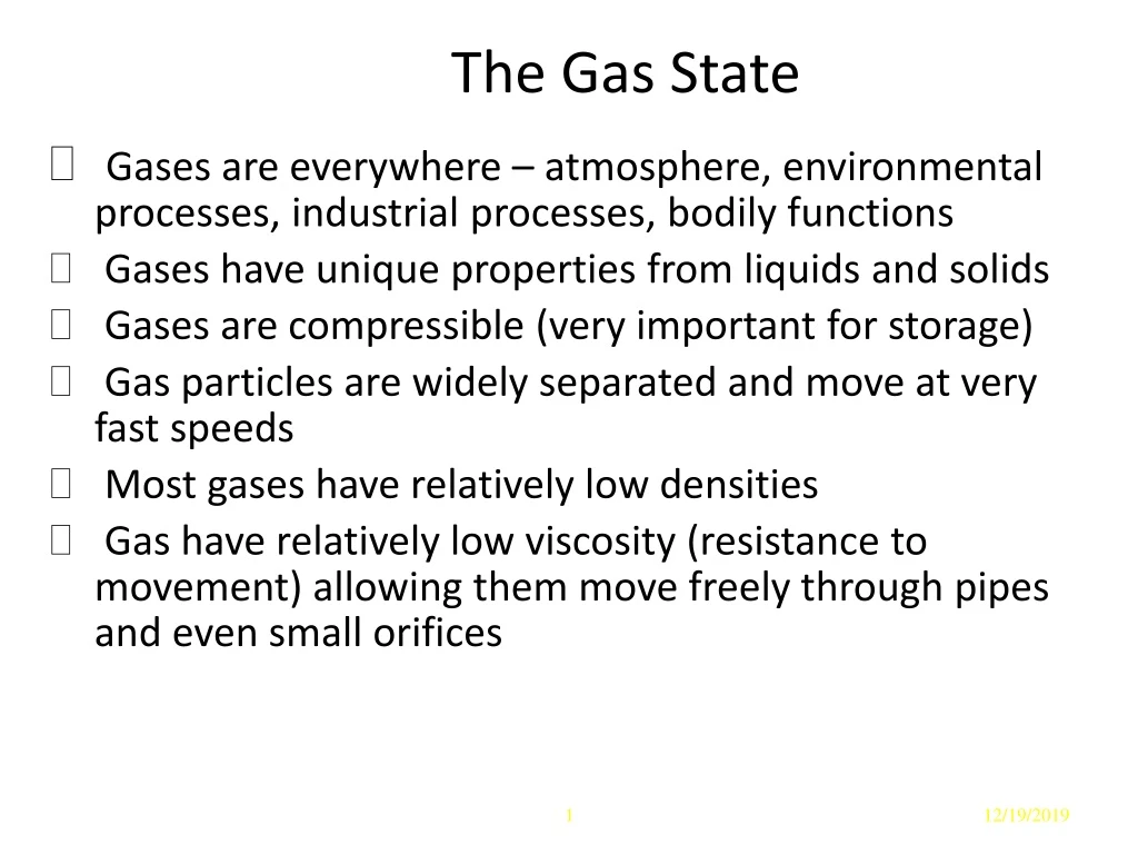 the gas state