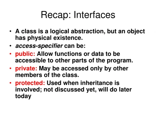 Recap: Interfaces