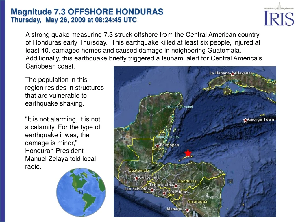 magnitude 7 3 offshore honduras thursday