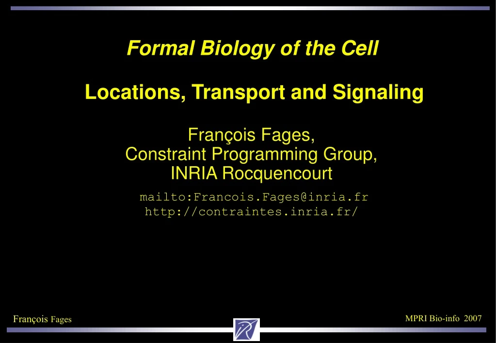 formal biology of the cell locations transport