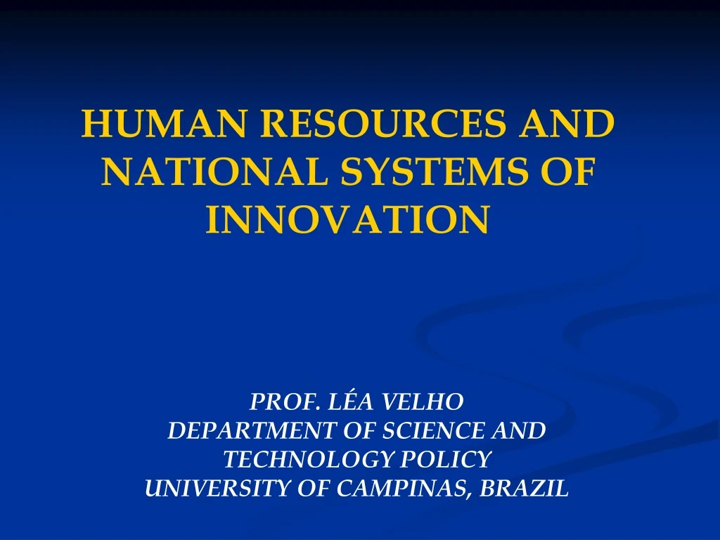 human resources and national systems of innovation