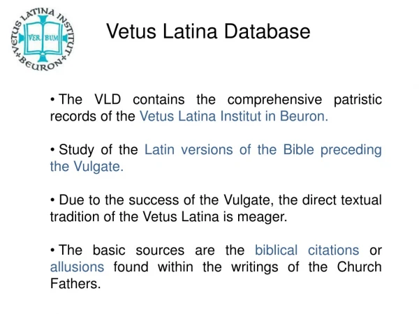 Vetus Latina  Database