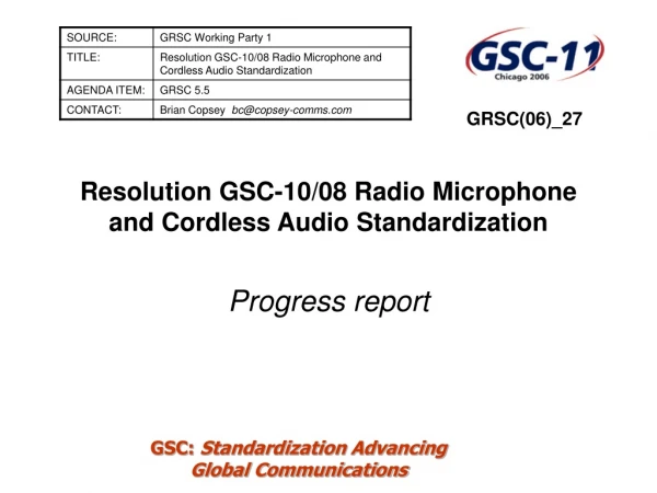 Resolution GSC-10/08 Radio Microphone and Cordless Audio Standardization