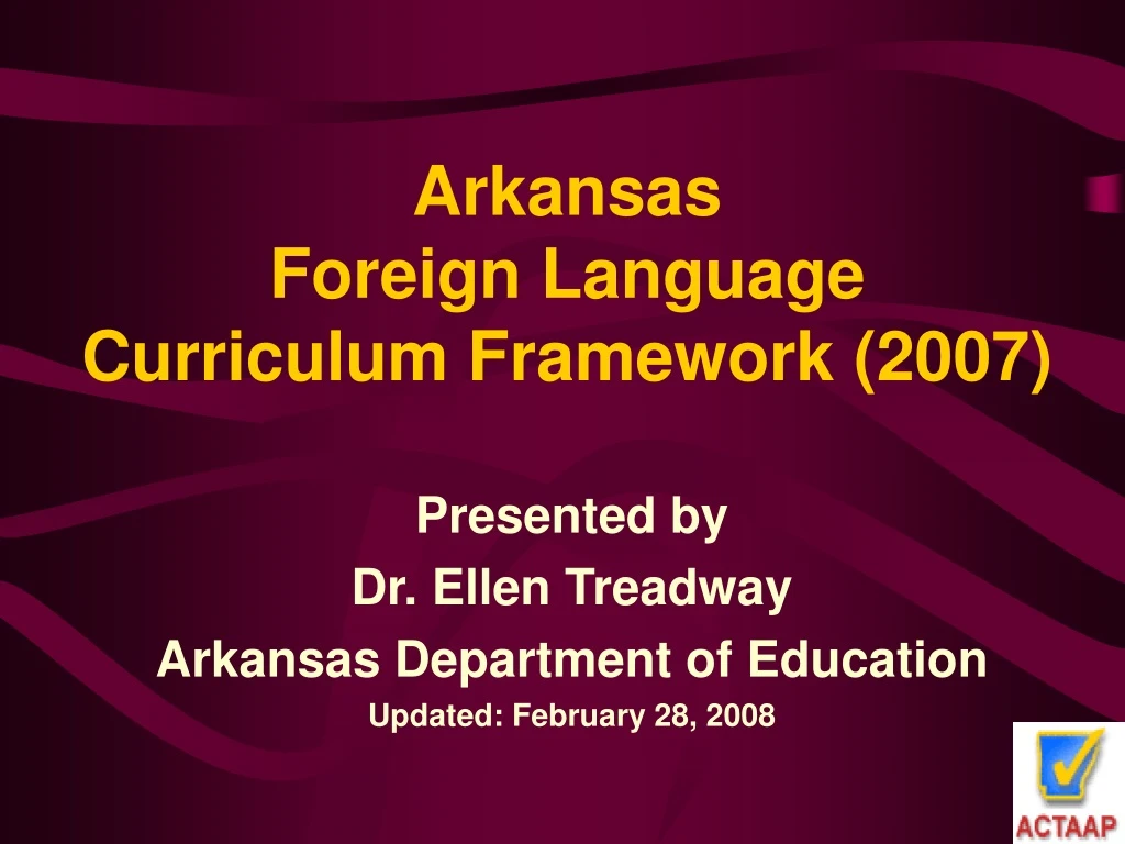 arkansas foreign language curriculum framework 2007