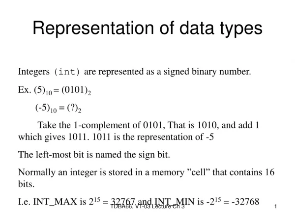 Representation of data types