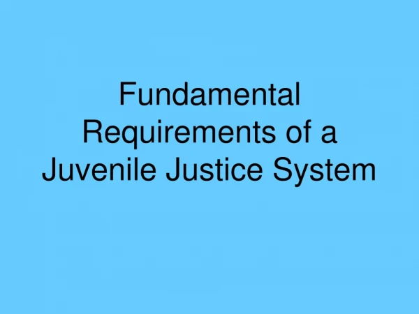 Fundamental Requirements of a Juvenile Justice System