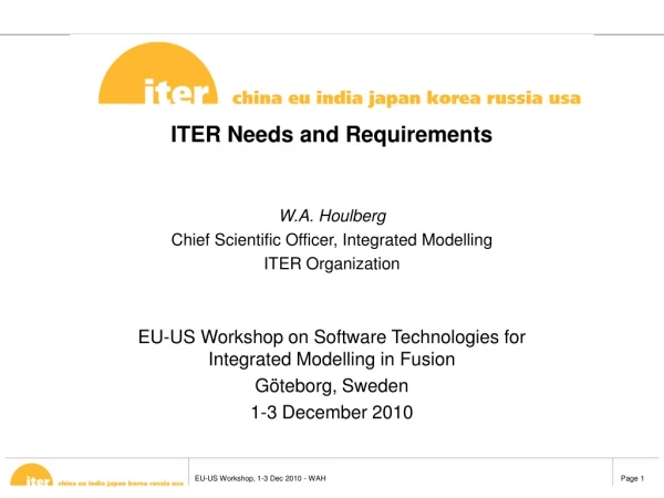 ITER Needs and Requirements