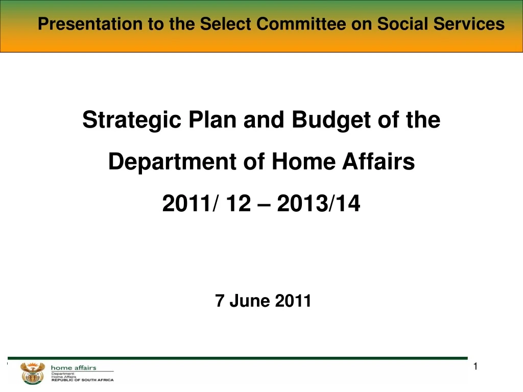 presentation to the select committee on social