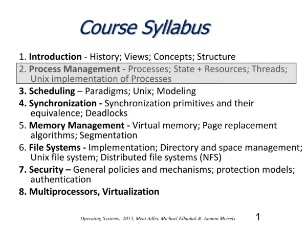 Course Syllabus