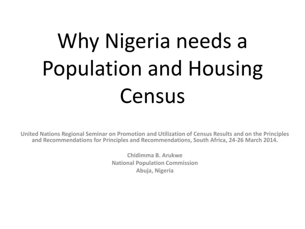 Why Nigeria needs a Population and Housing Census