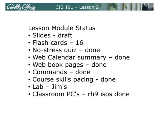 CIS 191 – Lesson 2