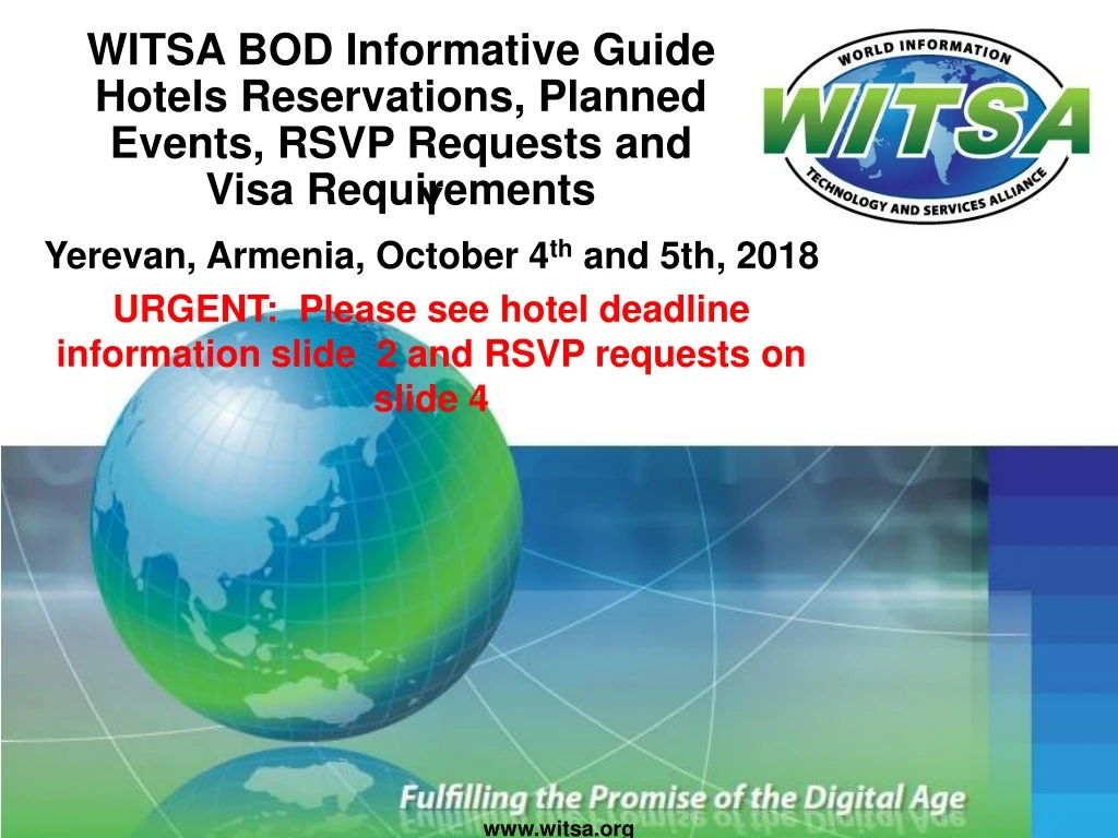witsa bod informative guide hotels reservations planned events rsvp requests and visa requirements