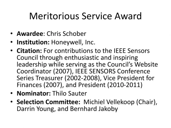 Meritorious Service Award