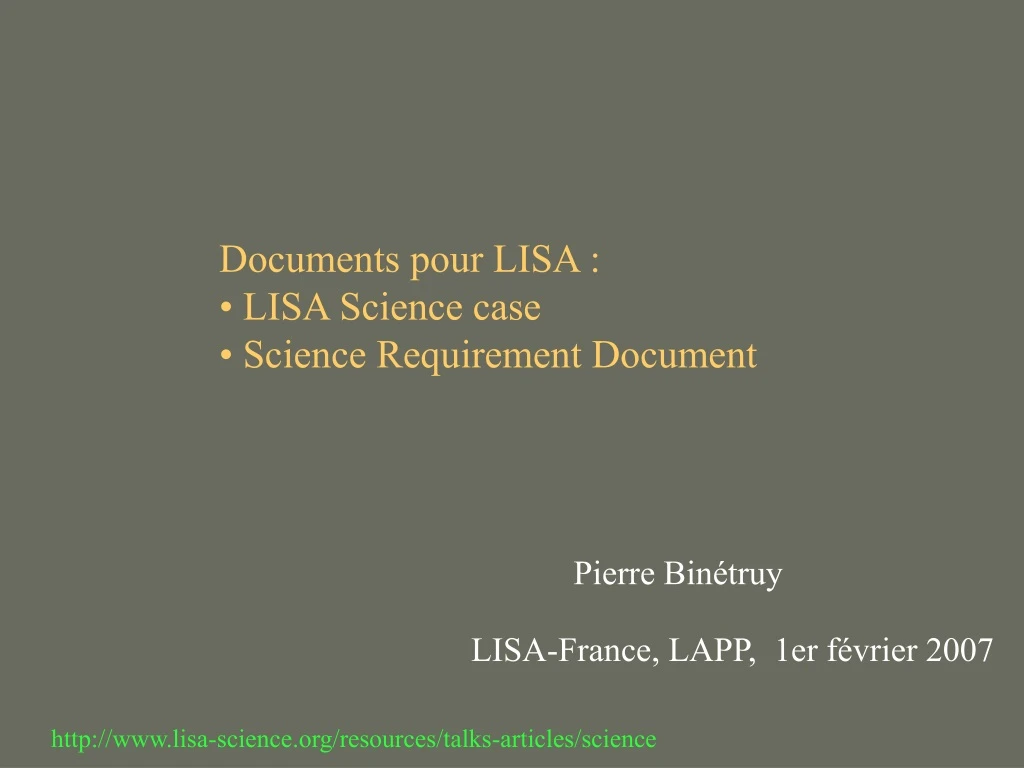 documents pour lisa lisa science case science