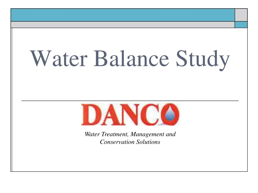 water balance study