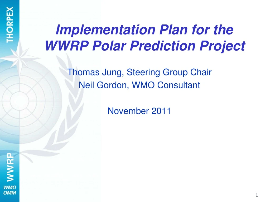 implementation plan for the wwrp polar prediction project
