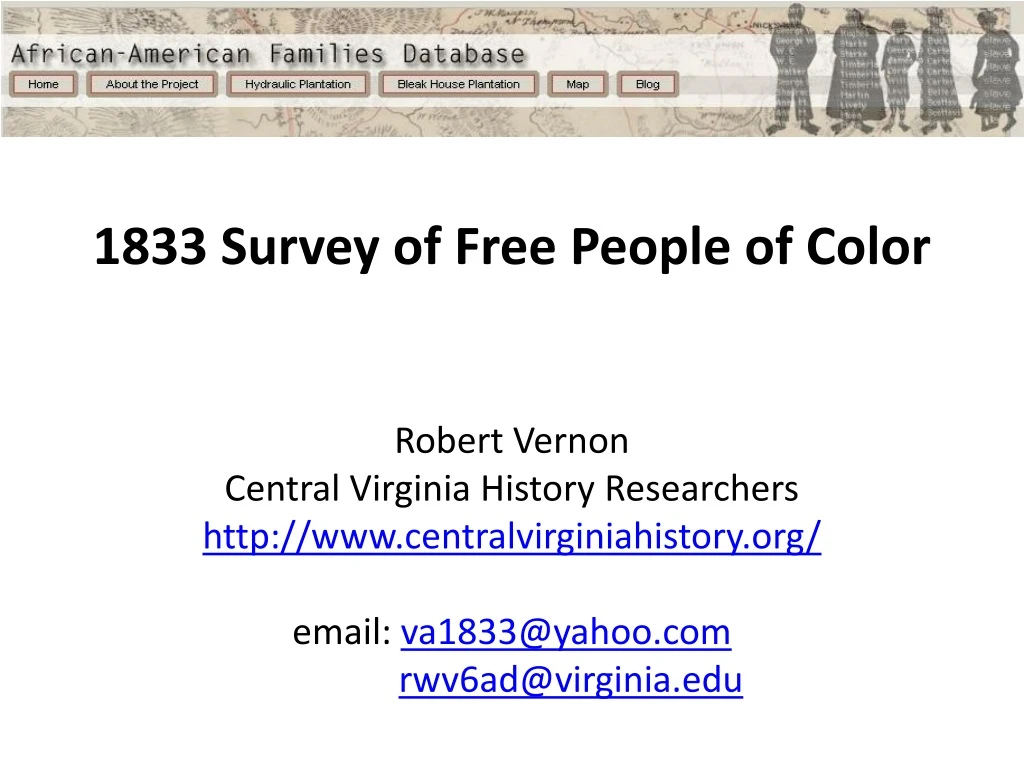 1833 survey of free people of color r obert