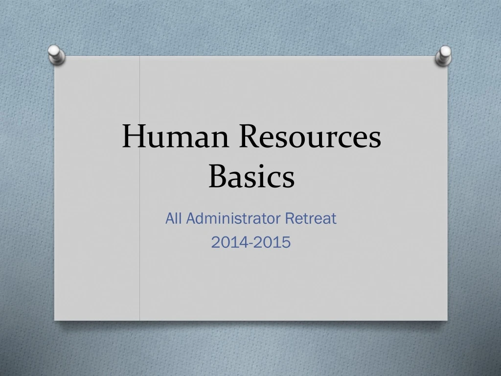 human resources basics