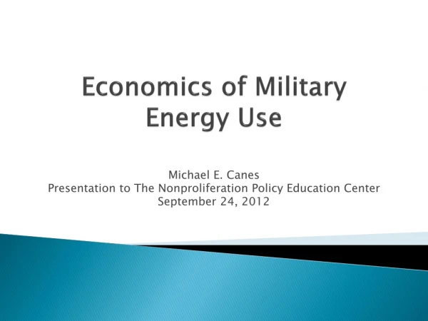 Economics of Military Energy Use