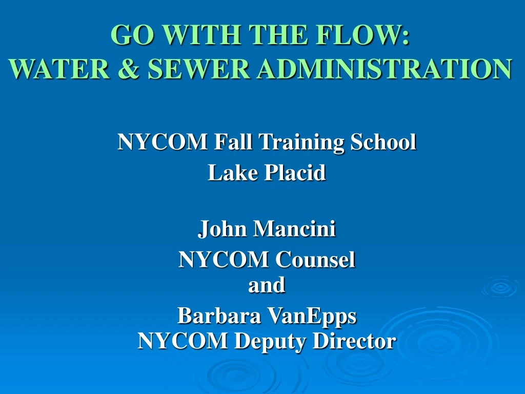 go with the flow water sewer administration
