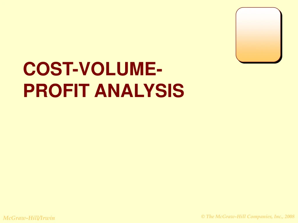 cost volume profit analysis