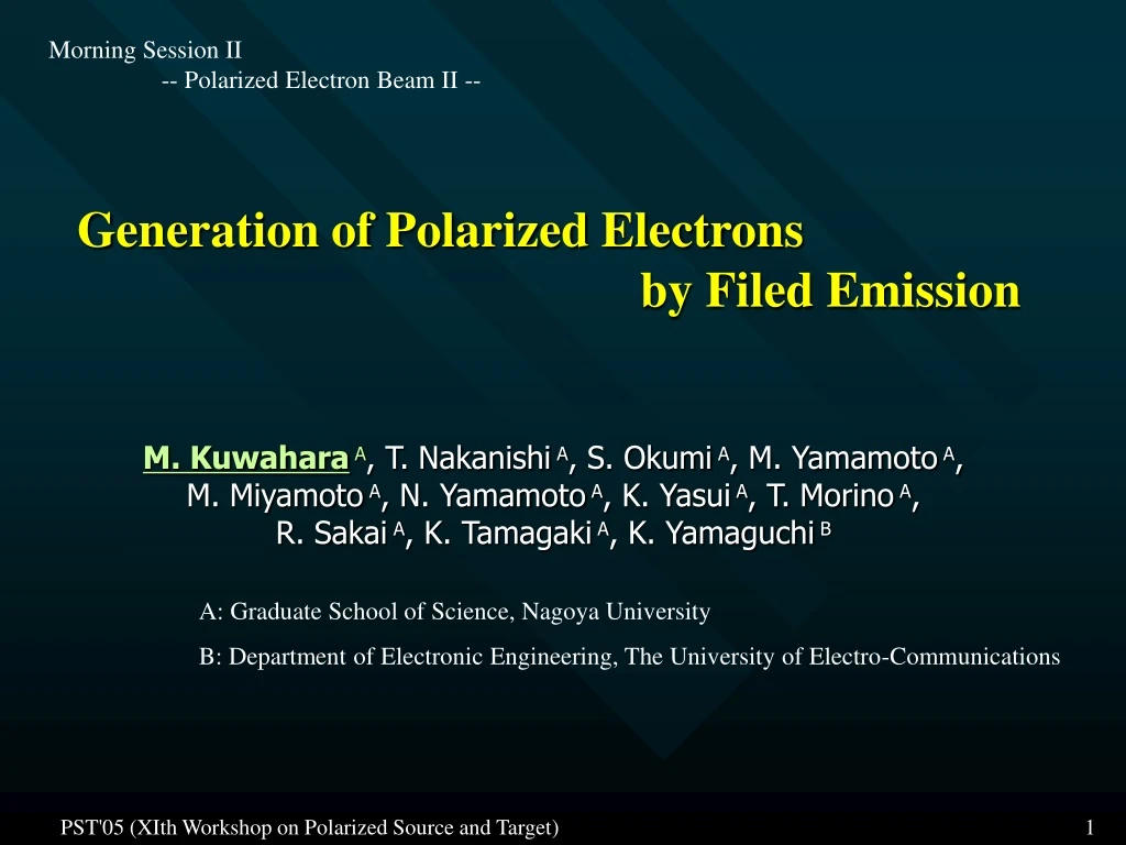 generation of polarized electrons by filed emission